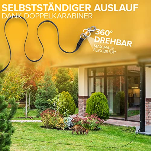 Tierhood Schleppleine 5m / 10m / 15m für Katzen - Katzenleine - extra leichte Leine für Katzen - Cat leash - Katzenleine mit Handschlaufe - Katzenleine lang für maximale Freiheit - Größe: 5m