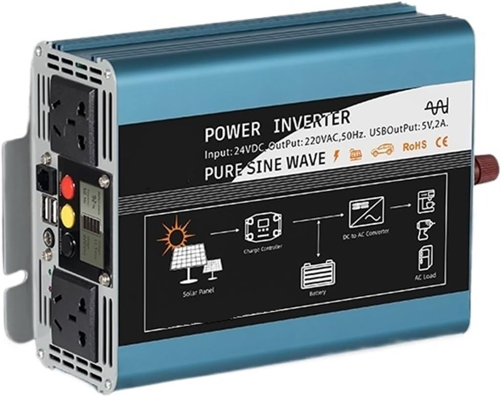 1000W 2000W 3000W Pure Sine Wave 12/24V to 110V/220V Off-Grid Solar Inverter(1000W)