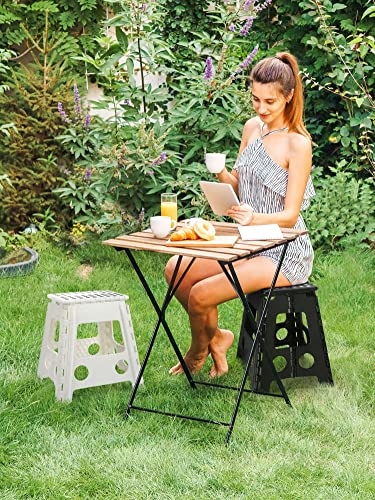 HOUSE DAY 40cm Tritthocker Klappbar - Schwarz Faltbarer Hocker Tritthocker Tragbarer Klapphocker Faltbar Tritt Klappbar Falthocker Badhocker Klappstuhl Fußhocker bis 136kg für Erwachsenen