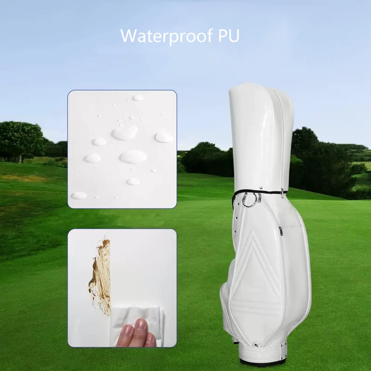 golfbag, Torba golfowa na zewnątrz Przenośna torba ze skóry PU Lekkie podróżne torby kluby golfowe Organizator klubów golfowych pole i podróże(Red)