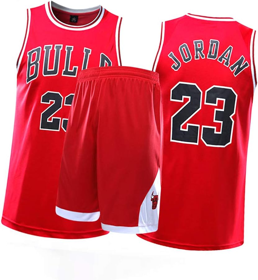 CXMY Jordan Men Women Kids Basketball Jerseys Suits, Bulls 23# Sports Clothing Sets, Unisex Retro Basketball Swingman Sportswear Breathable Comfort-Red-5XL