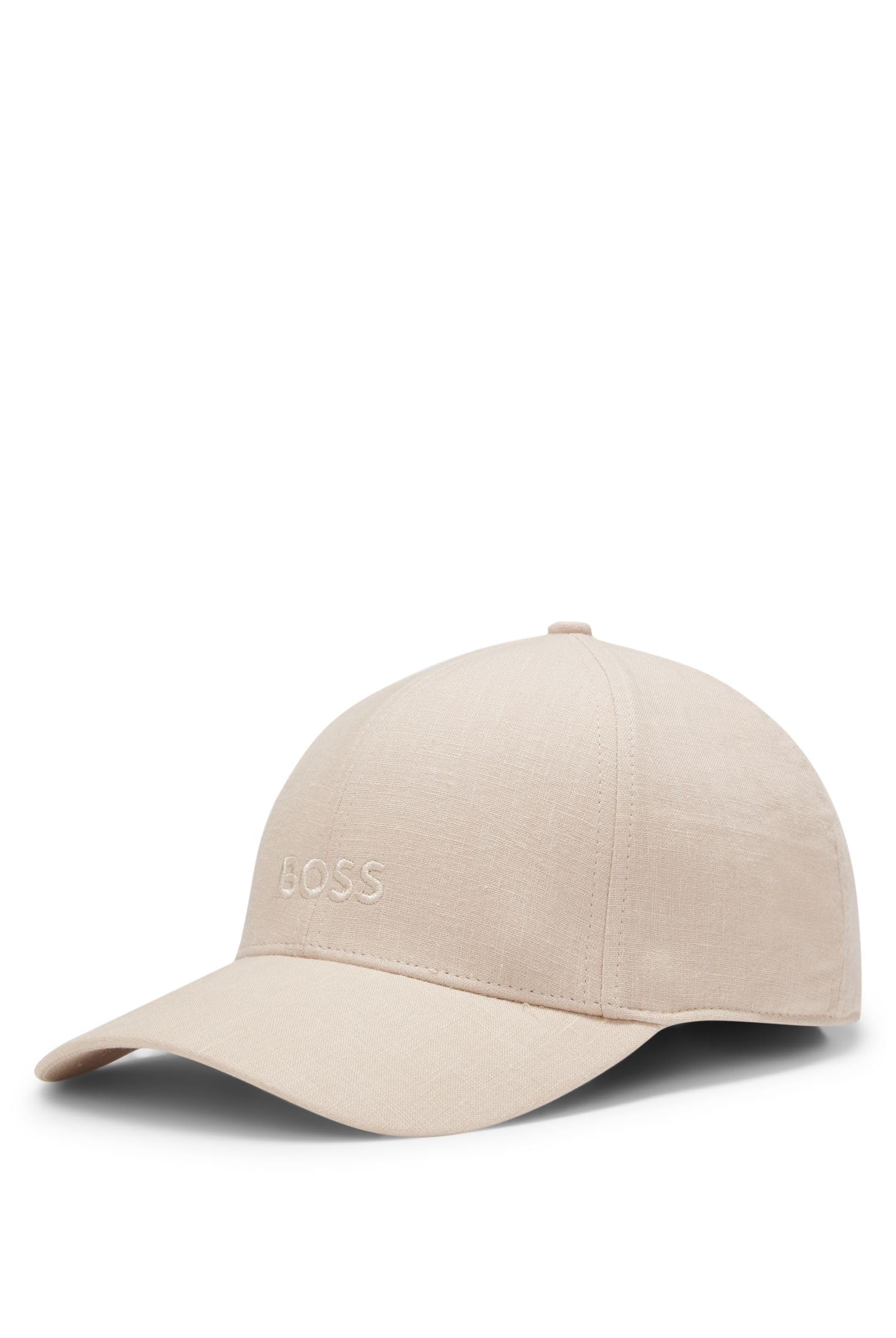 Boss Men's Beige Cap In Open Linen