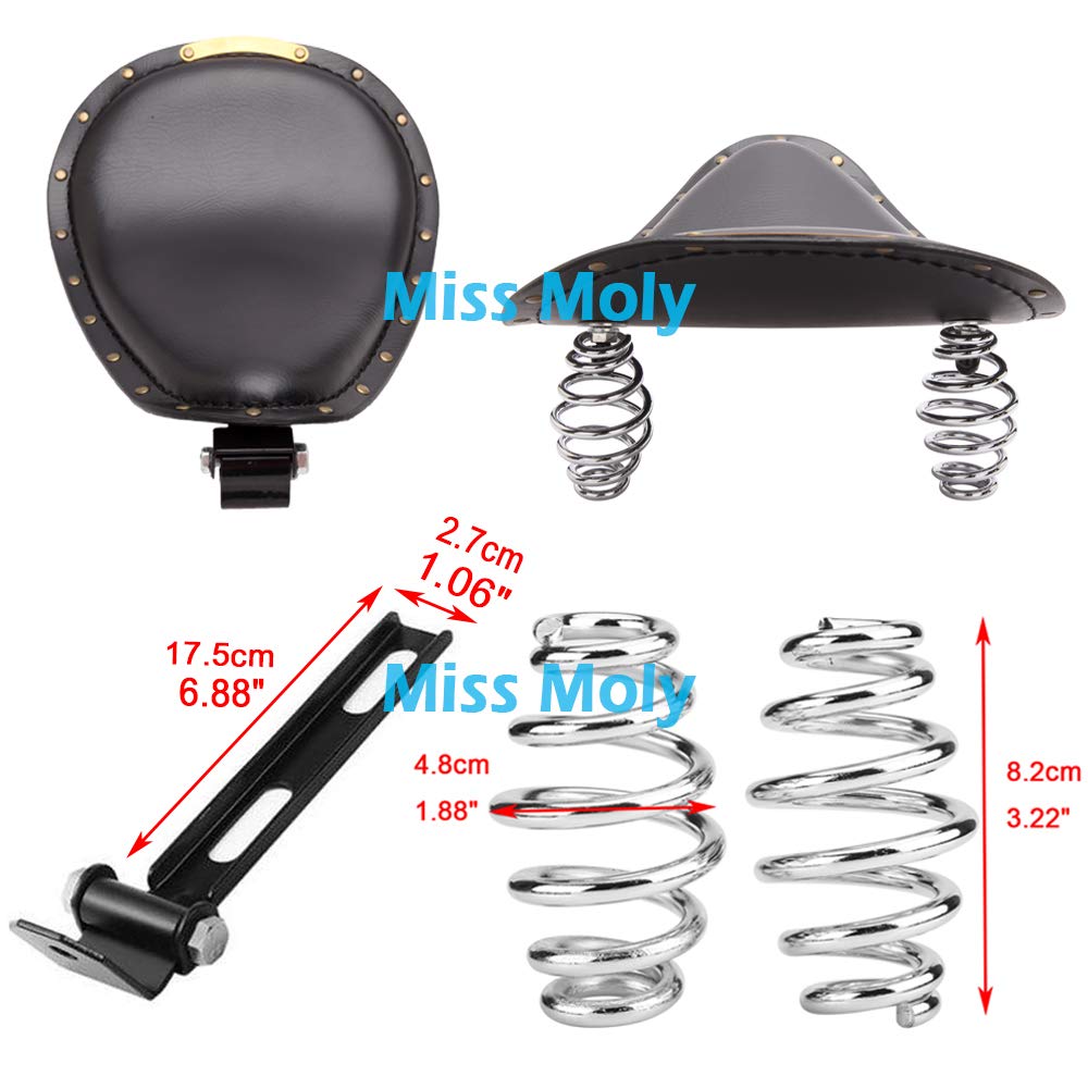 Motorrad Leder Solo Sitz, Motorrad Sitz Mit Frühling Grundplatte für Bobber Sportster XL1200 883 48 Dyna Softail(Schwarz)