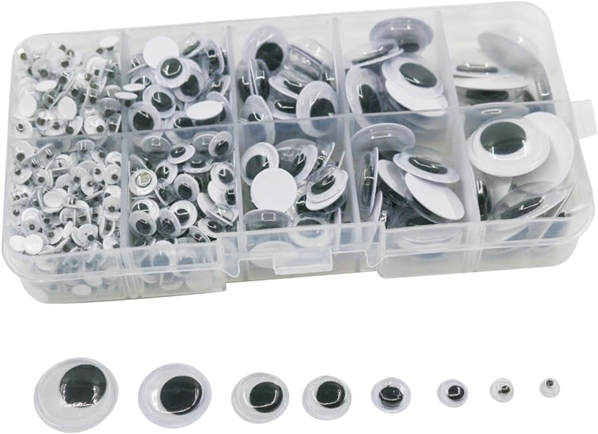 F Fityle730Pcs Stick on Googly Wiggle Eyes DIY Doll Wiggle Eyes Portable Creative Black White Eyes for Art Crafts Shakers Chairs