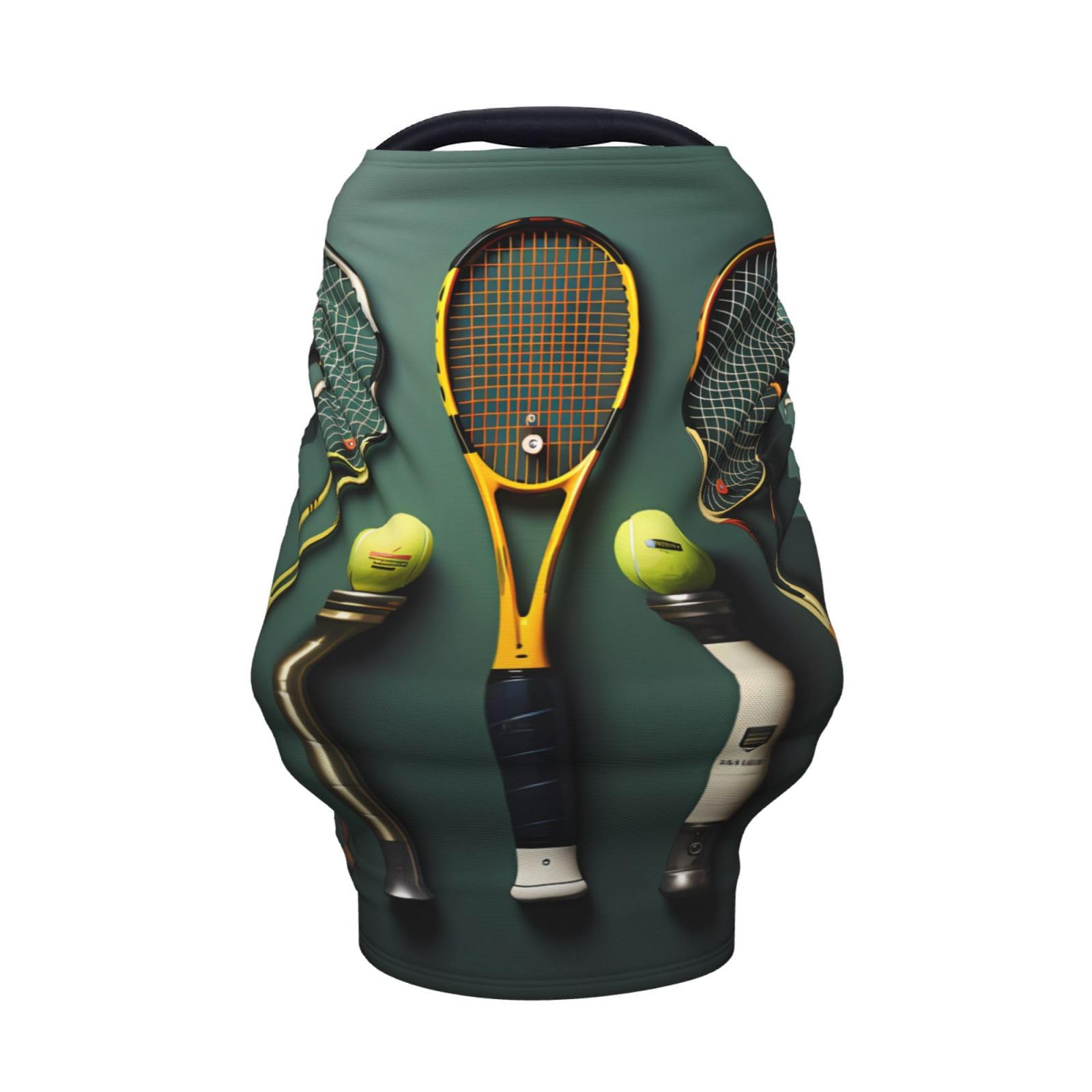 XZDHYZ Tennis balls and rackets Versatile full-print Stroller Chair Cover/Nursing Cover, specially designed for your baby, Black