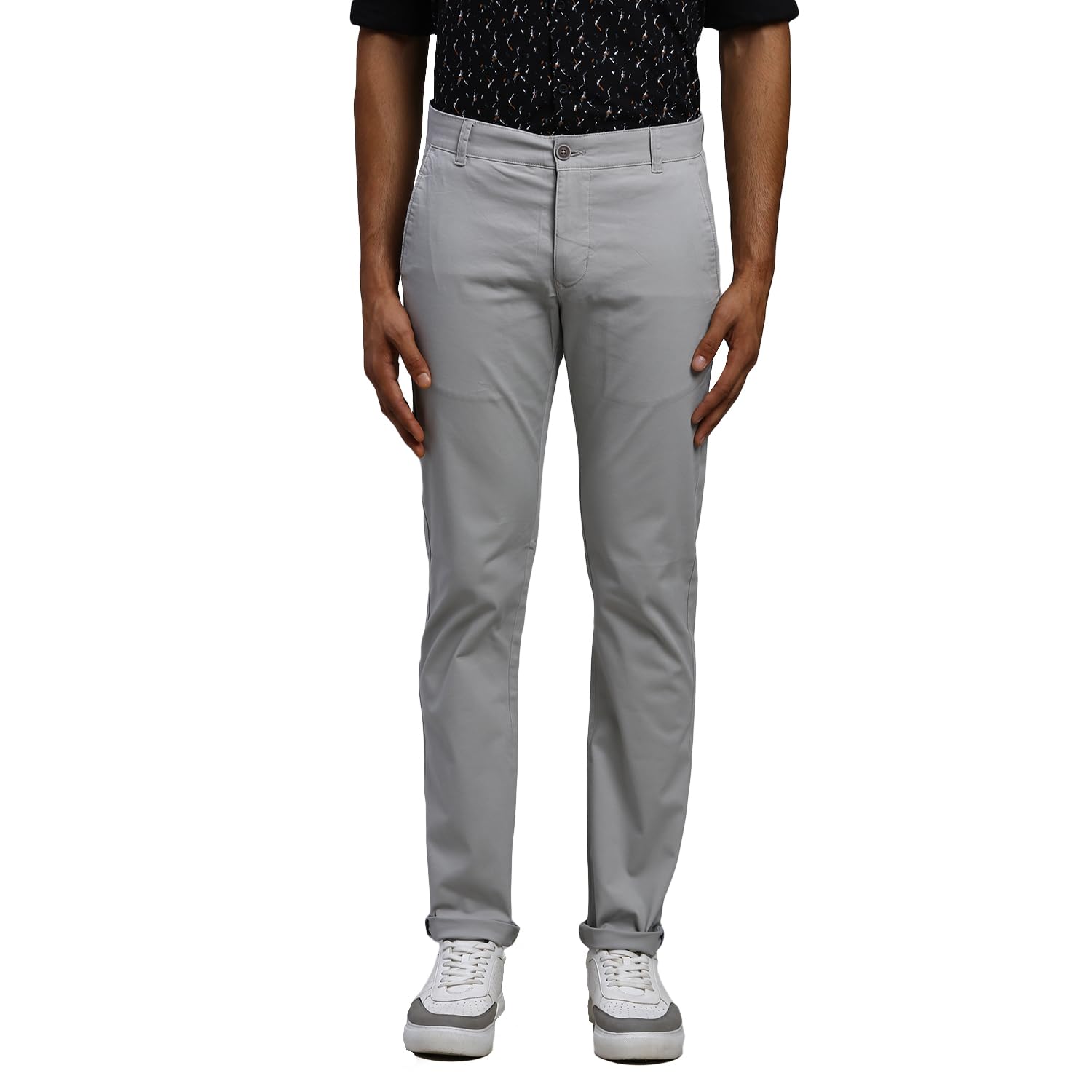 Men's Solid Pattern Lrt Fit Cotton Blend Flat Front Casual Trouser-image-39