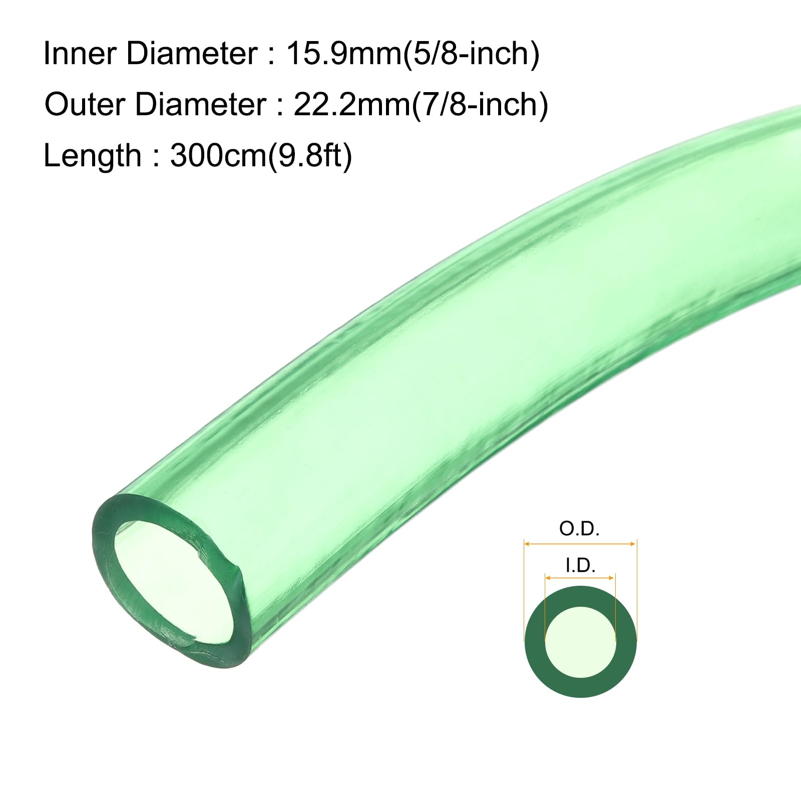 Rebower 10ft 15.9mm x 22.2mm Green Plastic PVC Tubing Flexible Vinyl Tube, [for Garden Irrigation Water Hose, Fish Tank - Image 2