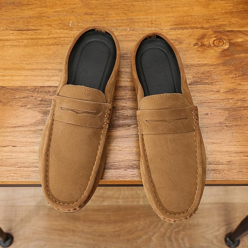 Men's Loafers Round Toe Suede Vamp Penny Half Loafers Shoes Slip Resistant Lightweight Flexible Walking Slip-on2