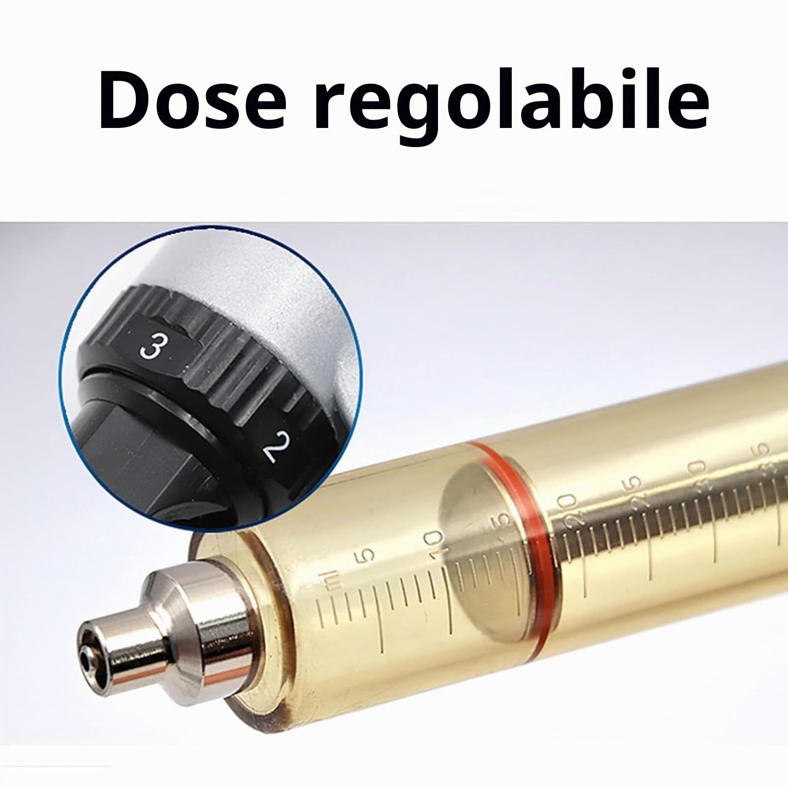 Siringa Veterinaria, Siringa Continua Regolabile Semiautomatica in Acciaio Inossidabile, Iniezione di Vaccino Veterinario per Bovini, Ovini, Suini, Capre(Size:50ML)