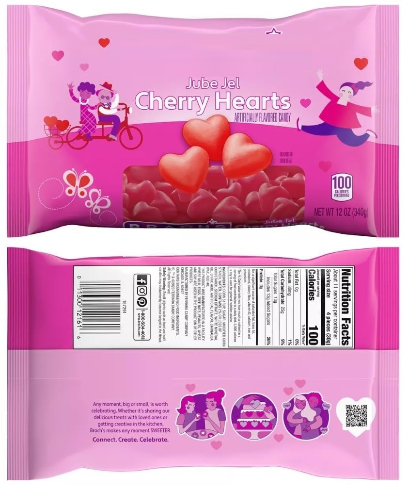 Cinnamon and Cherry Jelly Hearts Valentine’s Day Candy – 48oz Total | Sweet & Spicy Gummy Heart Candy for Valentine Exchanges, Parties & Gifts