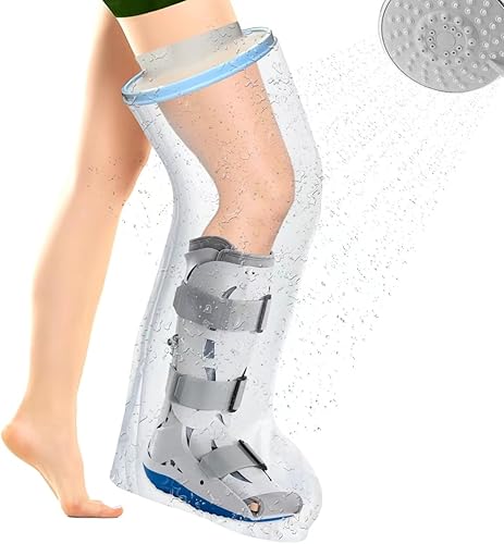 Protector de pierna para adultos para ducha, vendaje de ducha impermeable y cubierta fundida, protección completa de pierna hermética para piernas