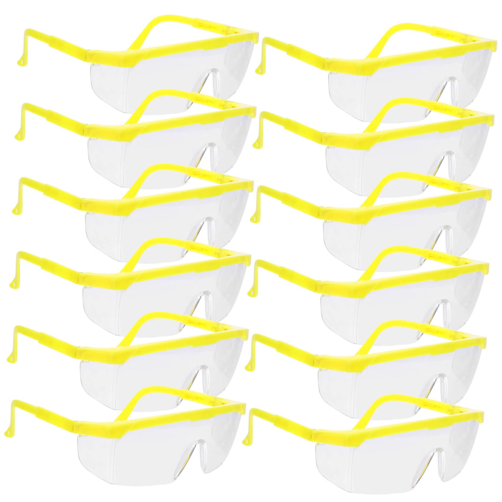 STOBAZA 12pcs Eye Protective Glasses Windproof Goggles for Outdoor Activities Yellow Frame White Lens for Riding Cycling Surfing and More