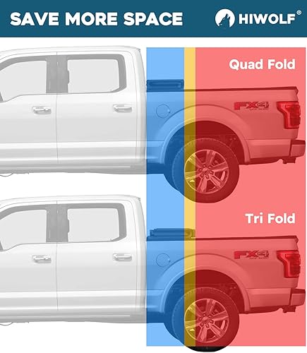 Miniatura 6 de HIWOLF Cubierta Tonneau suave de cuatro pliegues para caja de camioneta para SilveradoSierra 1500 2007-2018 de 5.8 pies (69.3 pulgadas)  No para