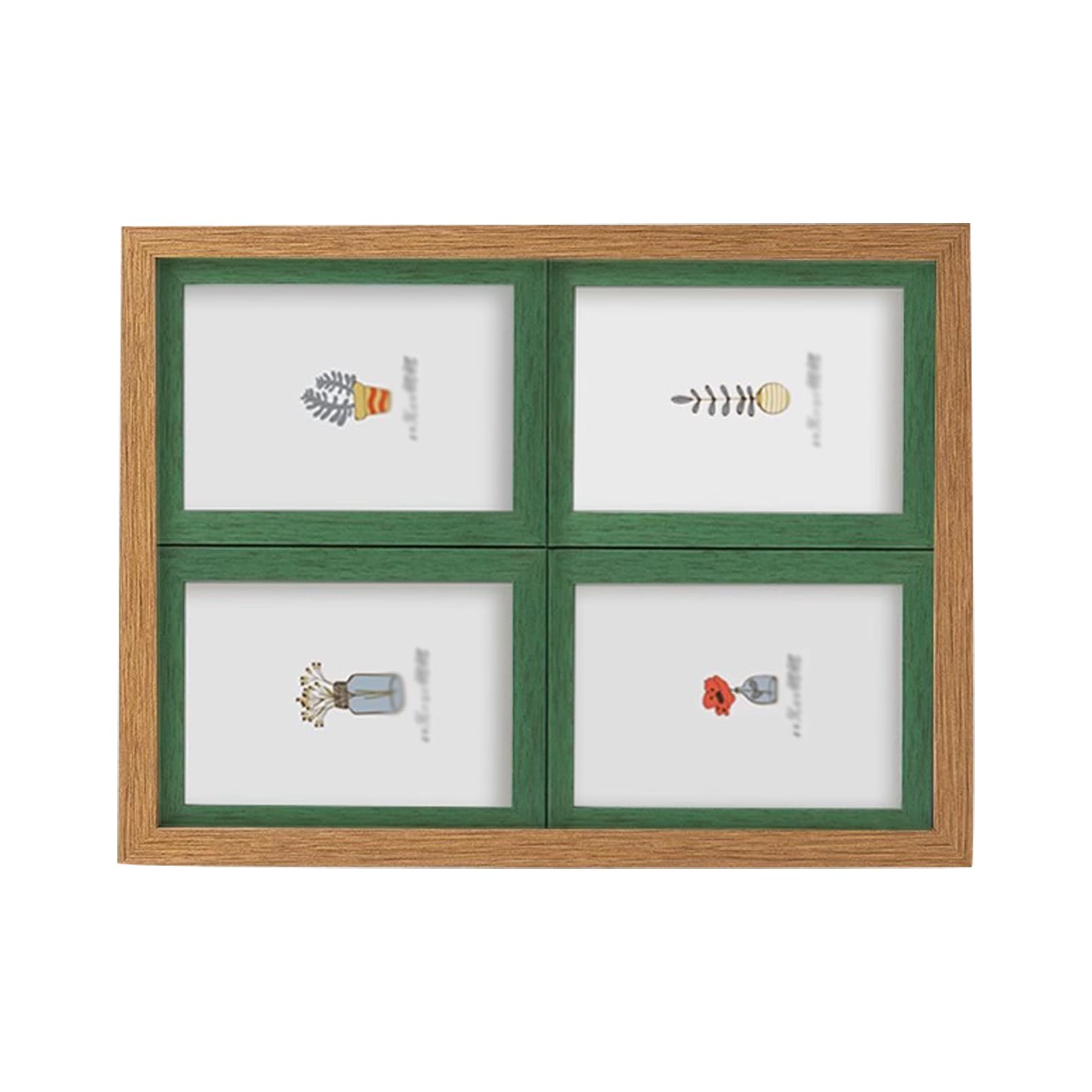 Marco para Collage de Fotos Familiares, 4 Aberturas para Varias Fotos, sobremesa con Cristal de Alta definición, Marco de Madera Decorativo para Fotos