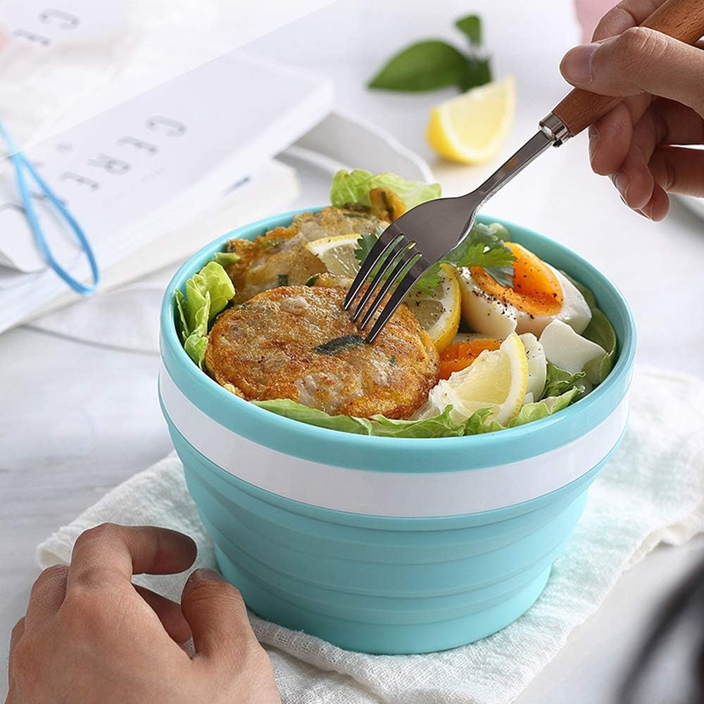 CARTINTS 950ml Collapsible Bowls-Silicone Food Storage Containers-Prep/Storage Bowls with Lids-Silicone Lunch Containers, Ideal for Travel and Camping (Blue) - Image 9