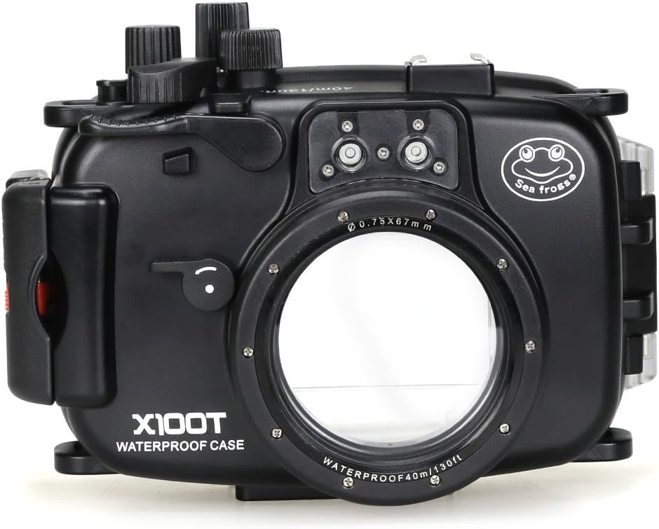 For Fujifilm X100T 130ft/40m Sea frogs Underwater Camera Diving Waterproof Housing case (Housing + Red Filter)