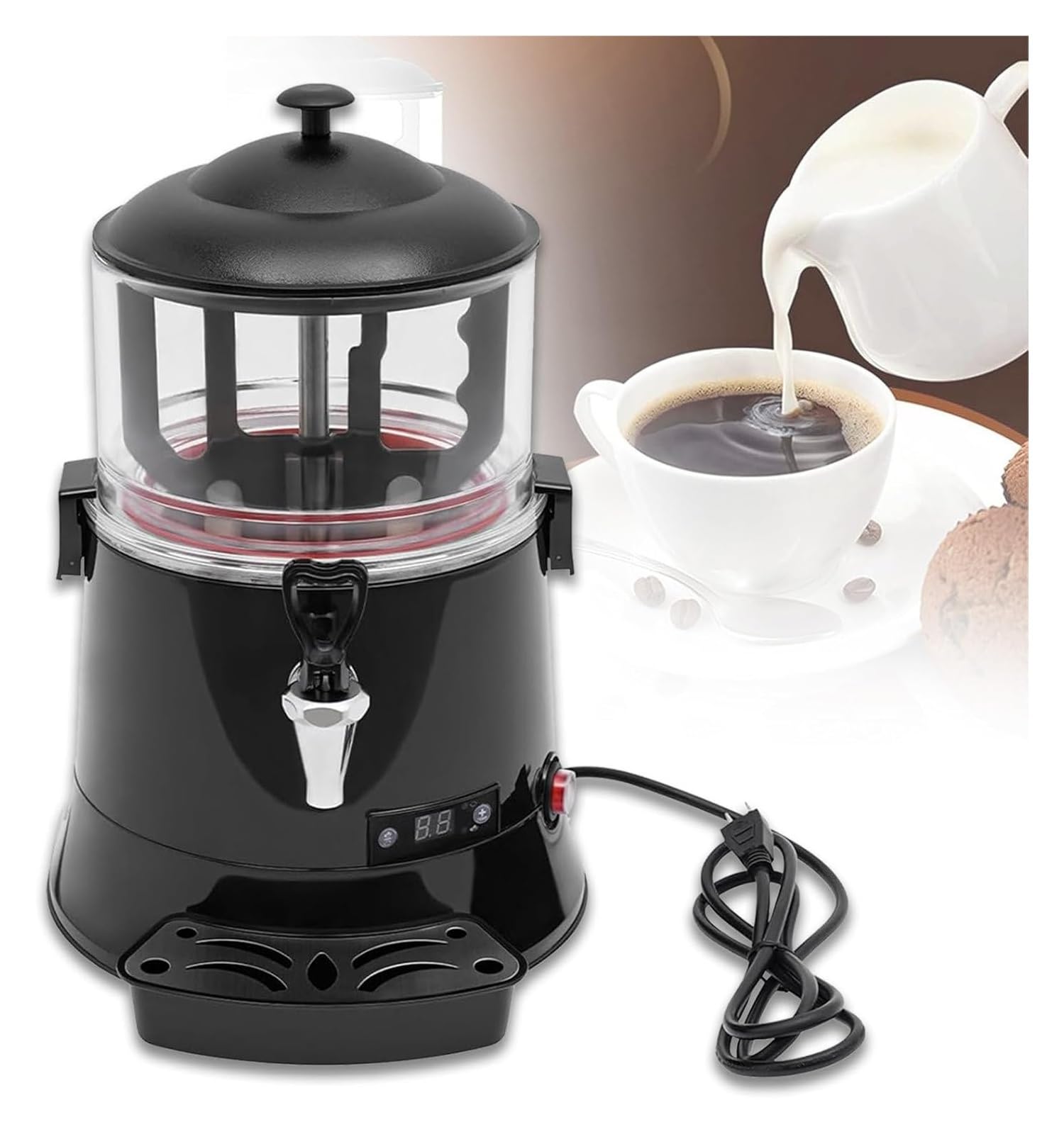 asdchZen Chocolate Fountain Machine,Hot Chocolate Maker, Commercial Hot Chocolate Maker Electric Dispenser Warmer Melted Beverage For Coffee Milk Tea Juice,220v 5l
