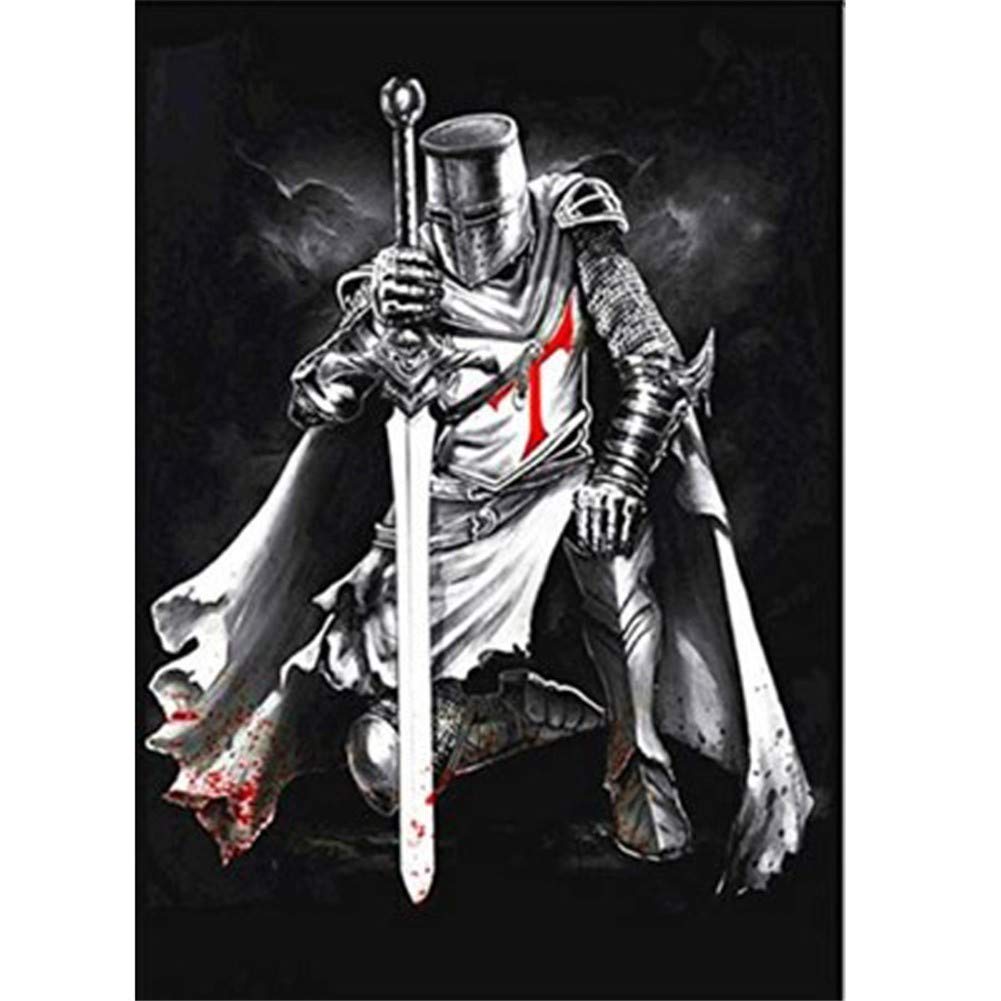 Diamond Painting by Numbers Kit for Adults/Kids Knight 30x40cm/12*16in DIY 5D Diamond Embroidery Large Full Drill Crystal Rhinestone Cross Stitch Handicrafts Home Living bedroom Wall Decoration Gift
