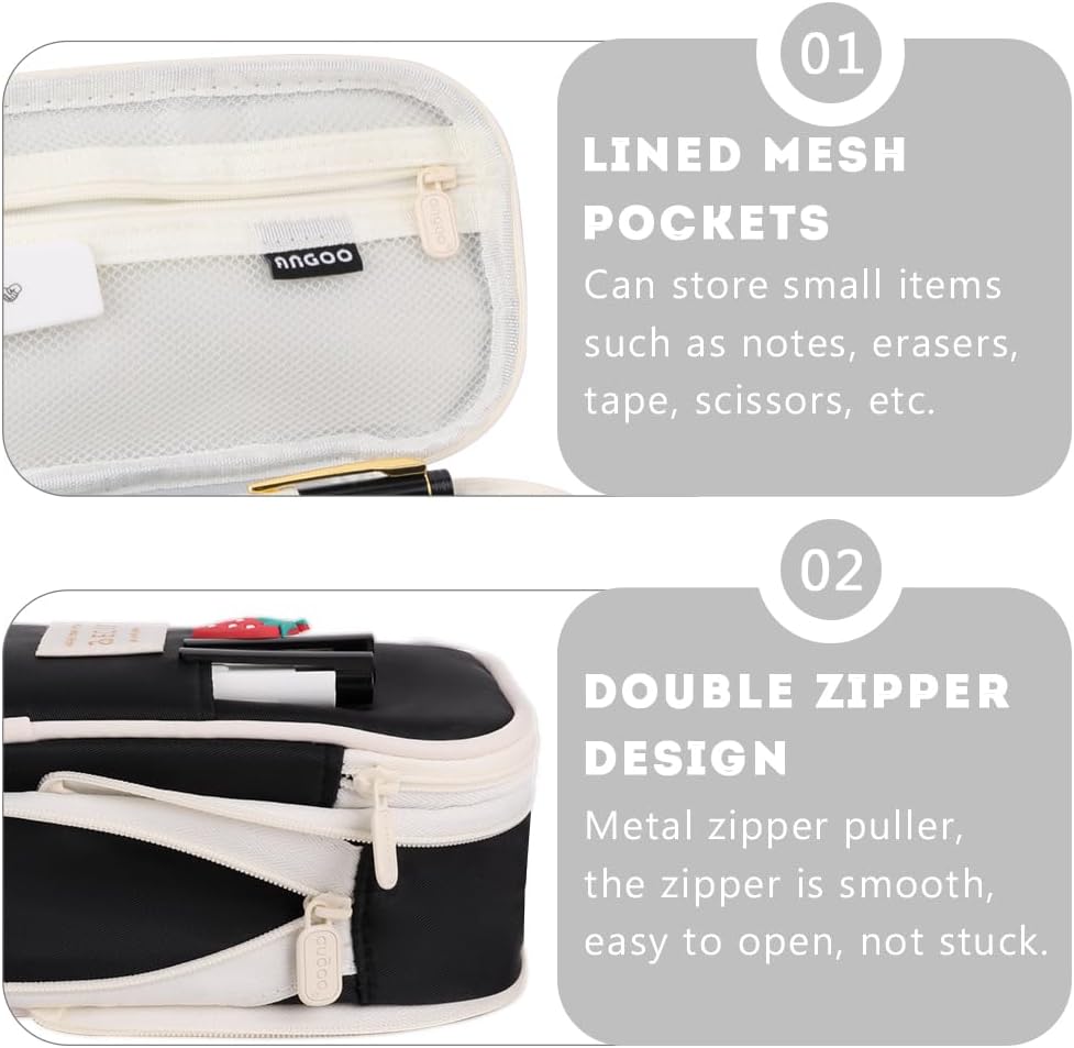 iSuperb Foldable Pencil Case Zipper Big Capacity Aesthetic Canvas Pencil Pouch Compartments Stationery Organizers Pen Bag for Kids Girls Boys Teen Child Student School Supplies Makeup Bags