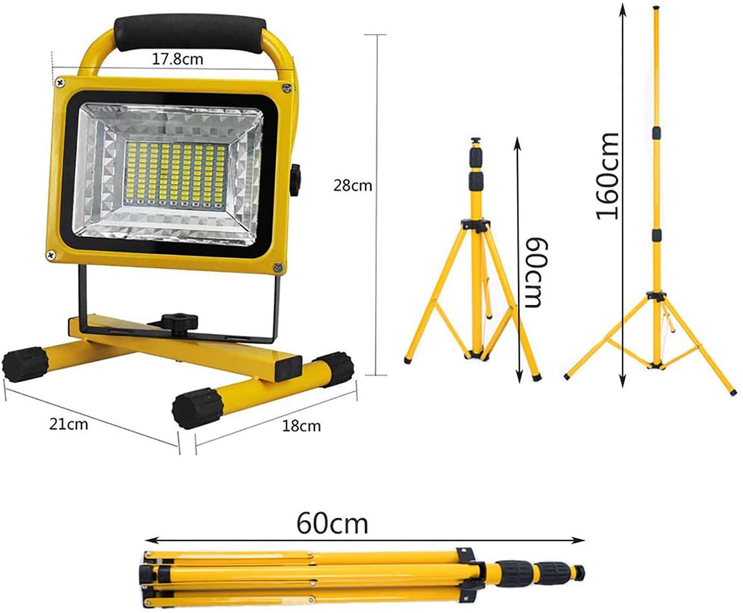 Luz de trabajo LED recargable, 400 W, luz de inundación inalámbrica portátil, batería de 15600 mAh, IP65 impermeable, control remoto, 6 modos regulables