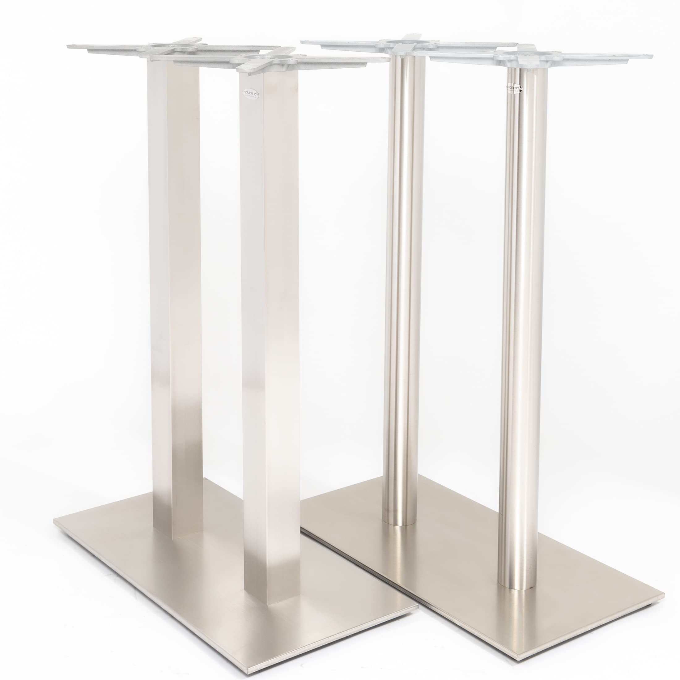Doppel-Stehtischgestell Tischbein Edelstahl | Premium | PD7592inox/110 | INOX | Stehtisch | H 108 cm | 32 kg | Bodenplatte: 75x40 cm | max. Tischplattengröße 130x70 cm