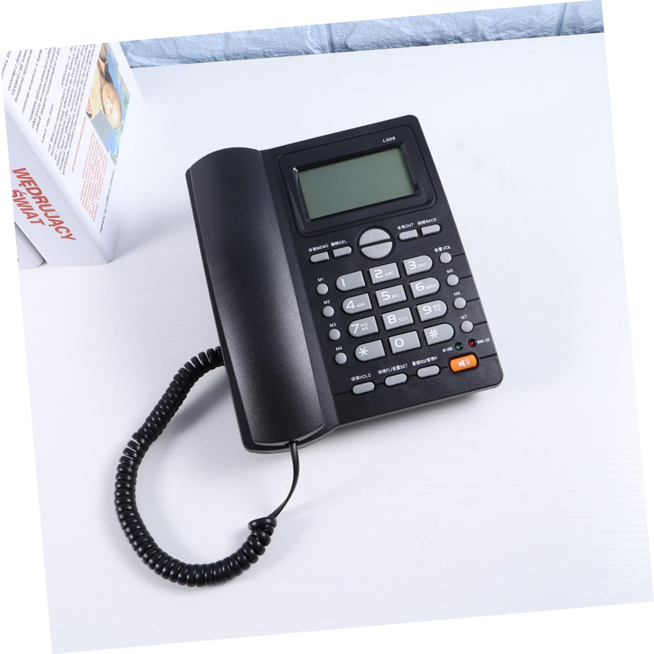 Telefono Fisso Business da Ufficio Doppio Jack e Display Chiamate Nero | Plastica, Suonerie Selezionabili e Musica Integrata, Funzione Non Disturbare, per Casa e Negozio