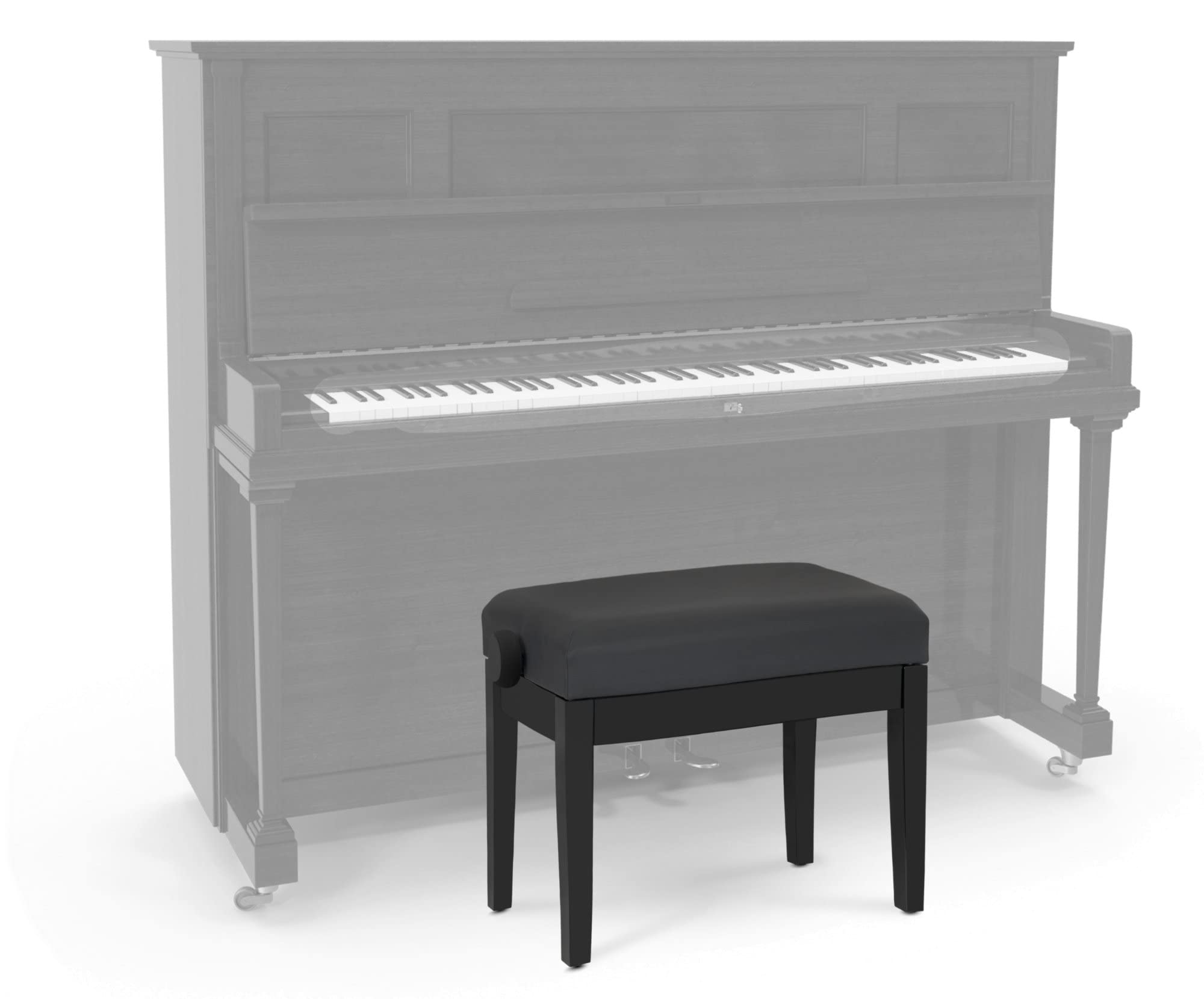 Classic Cantabile Pianobank Modell P - Schwarzes Polster aus Kunstleder - Höhenverstellbar von 48 bis 58 cm - 2-fache Kreuz-Mechanik - Massive Holzkonstruktion - Schwarz Matt