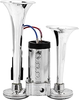 12V Truck Train Air Horns 600DB Dual Trumpets Super Loud Electric Car Air Horn Kit with Compressor - Applicable for Vehicle Car SUV Trucks Trains Lorrys Cars Boats Ship