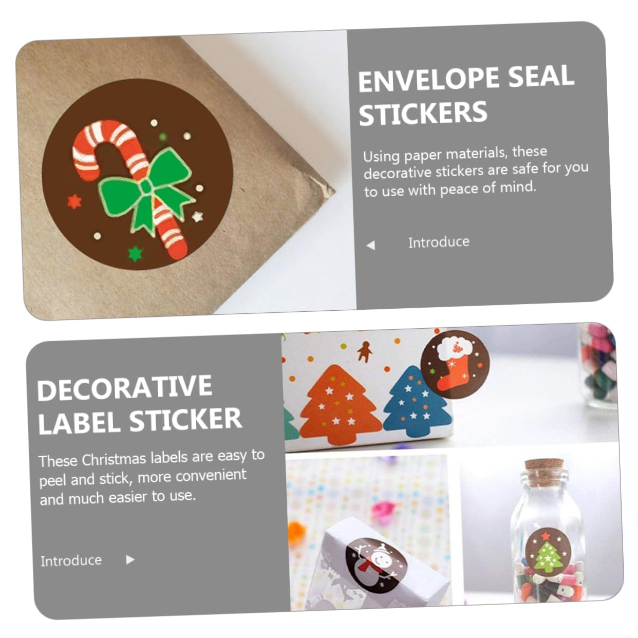 3 Ensembles Autocollants De Noël Ronds Étiquettes Décoratives Auto Adhésives Pour Décorer Cartes Stickers Festifs Pour Noël 2 Rouleaux*3