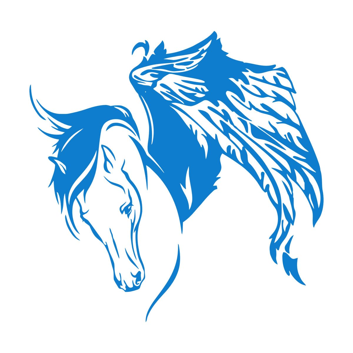 Wall Stickers Pegasus Fantastic Animal Horse Wings 54x55.2cm It Won't Fall Off Large Blue