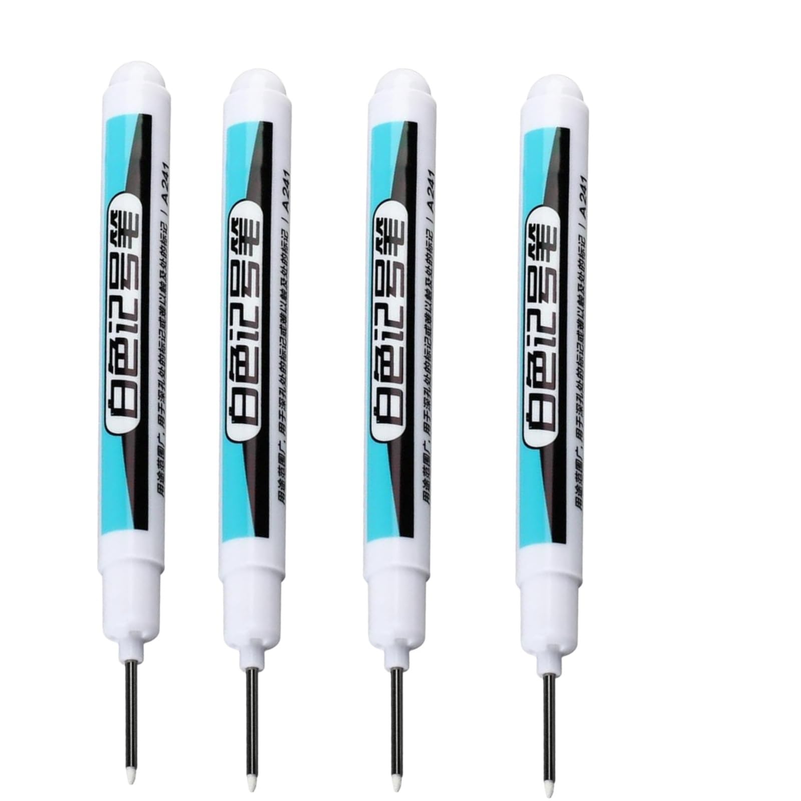 hayrayo 4PCS Fine Tip Permanent Marker Pens,White Marker Pen,Quick Drying Fabric Pen,Durable Builders Pencil and Carpenters Tools,Long Nib Ma-rker Pe-n,Deep Hole Ma-rker,Tracer Mar-ker Pe-n,0.7mm