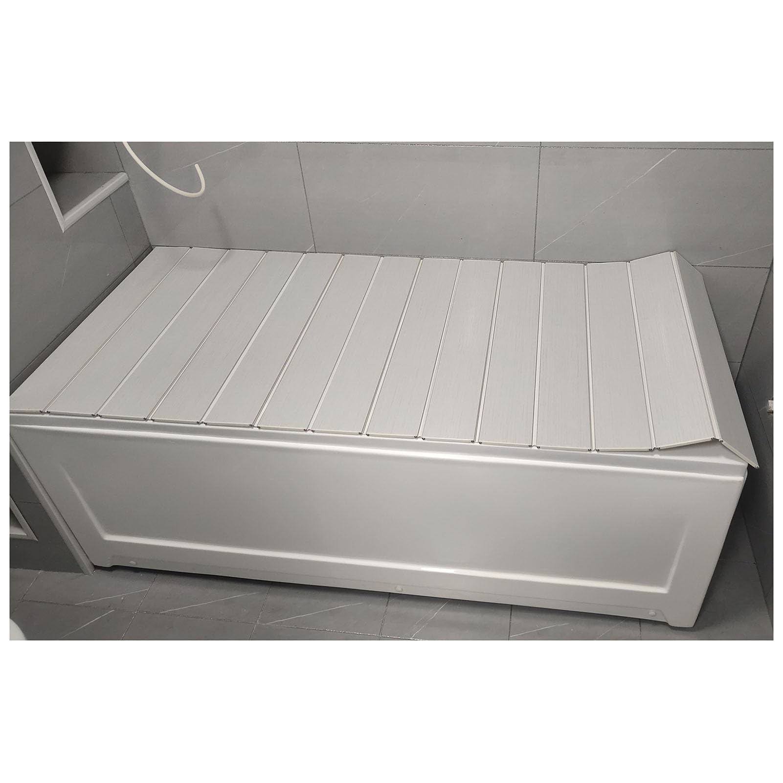 Bandeja de bañera con tapa para el polvo, cubierta aislante para tina, grosor de 0,6 cm, bandeja extensible para tina, soporte de almacenamiento plegable para el hogar, baño, multifuncional (70 x 170