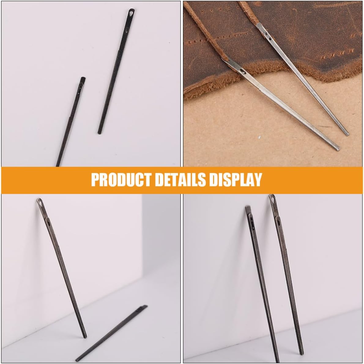 CORHAD 2pcs Steel Leather Sewing Needles for Crafting Lacing Needles for Leatherwork Lightweight and Reliable Tools for DIY Projects