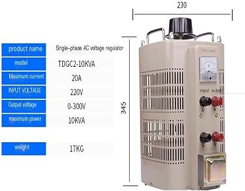 Regulator 10KW AC 220V Single-Phase TDGC2-10KW high Power 0-250V Adjustable Transformer 10000W(TDGC2-0.5KVA,Output 0-250V)