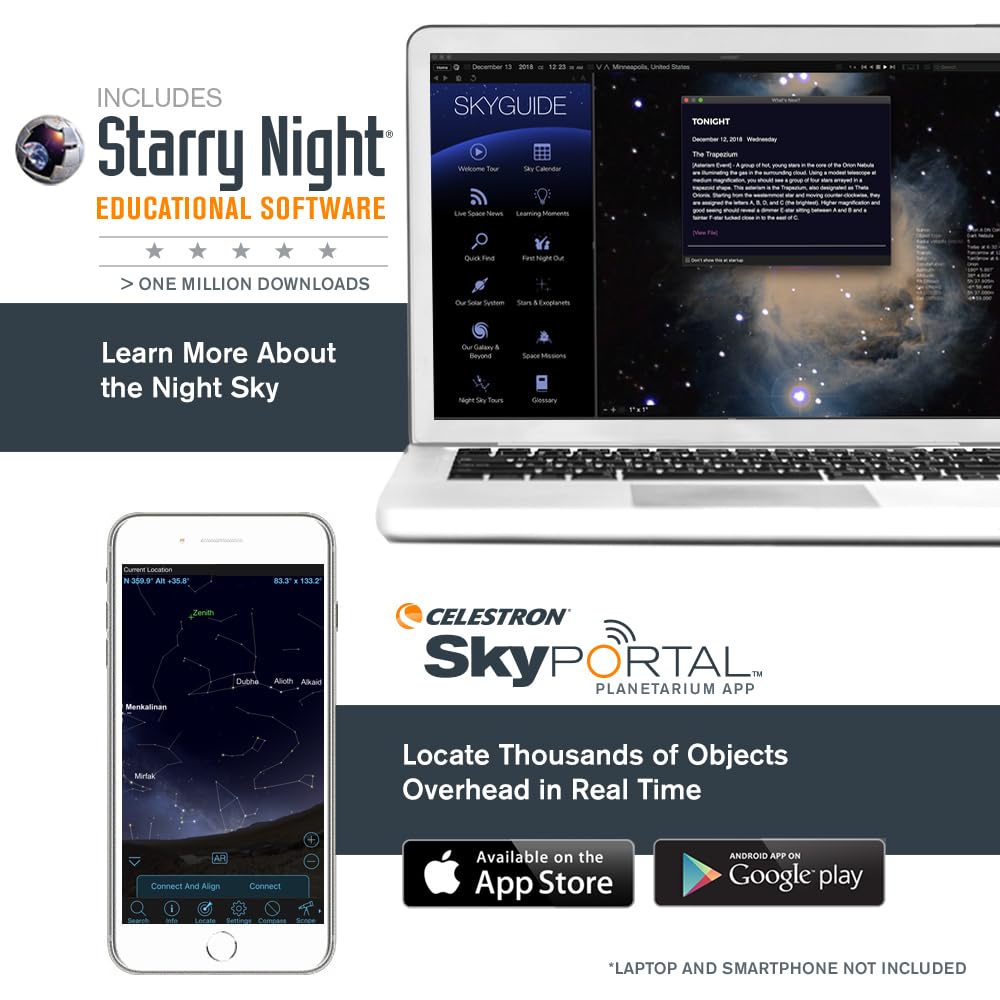 Celestron 31145 NexStar 130SLT Telescopio riflettore newtoniano computerizzato portatile con montatura a forcella a sgancio rapido, software Starry Night Special Edition, grigio