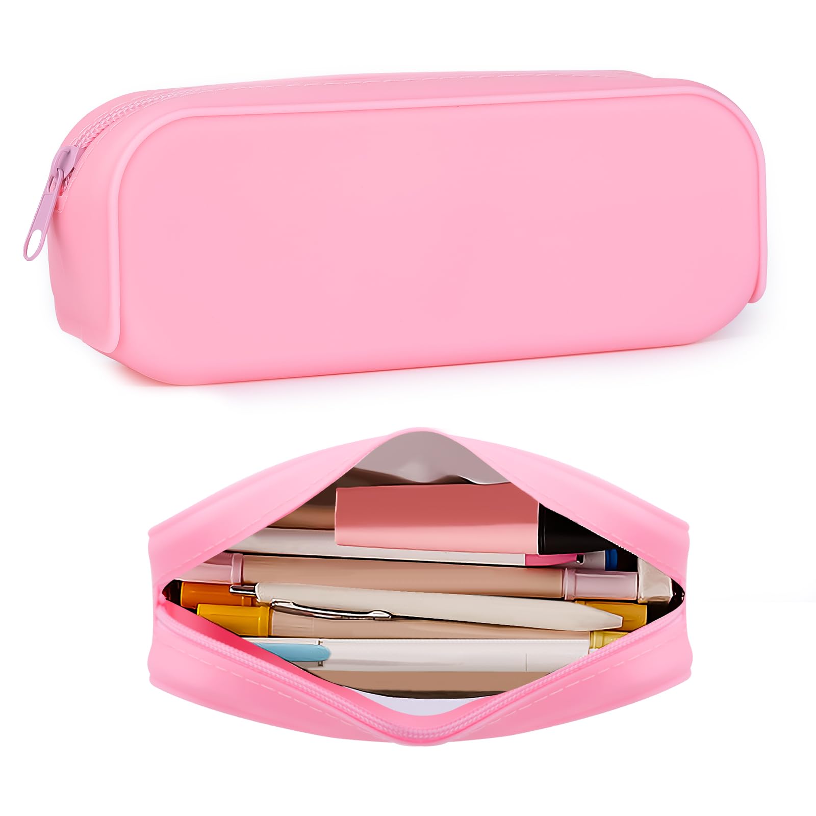HORJOR Transparent School Pencil Case Silicone Pencil Case Transparent PVC Large Capacity Makeup Bag for Children Adults and Schools