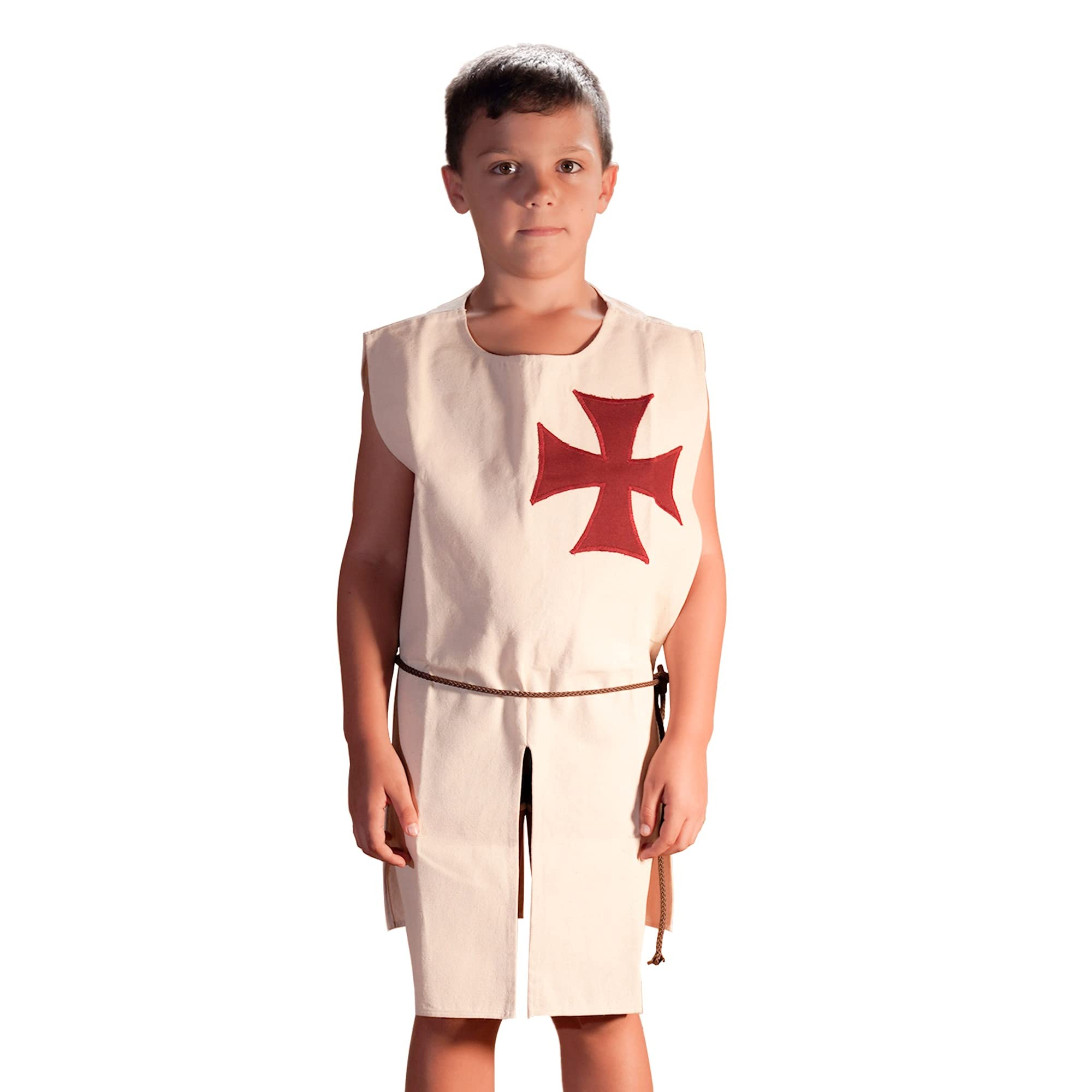Lord Of Battles Kids White Crusader Tabard | Handmade from Canvas Cotton| Cross Made with Intricate Appliqué Work | Extensively Durable and Authentic