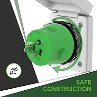 Vista 4 de RVGUARD Adaptador RV de 30 amperios a 110 voltios con conector de bloqueo, adaptador de corriente eléctrica NEMA 5-15P a NEMA L5-30R, verde