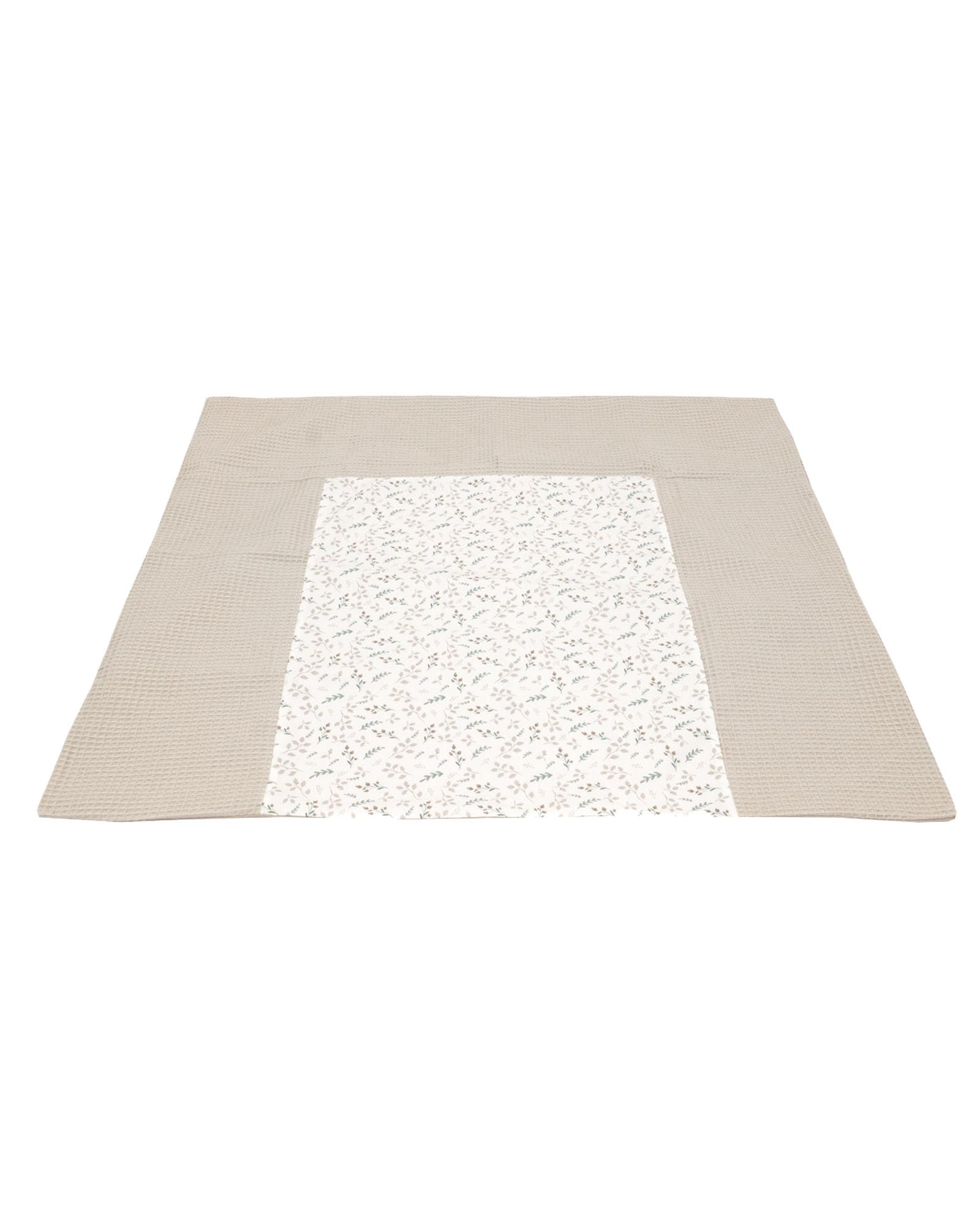 ULLENBOOM ® Wickelauflagenbezug 75x85 cm Floral-Sand (Made in EU) - abnehmbarer Bezug für Wickelauflage 85x75, Baby Überzug für Wickelunterlage aus Baumwolle, Wickelbezug für Wickeltisch