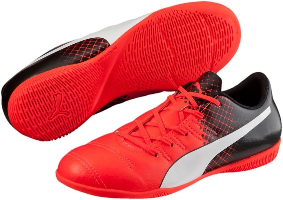 PUMA Unisex-Child Evopower 4.3 Indoor Trainer Soccer Shoe, Red Blast White, 6 M US Big Kid