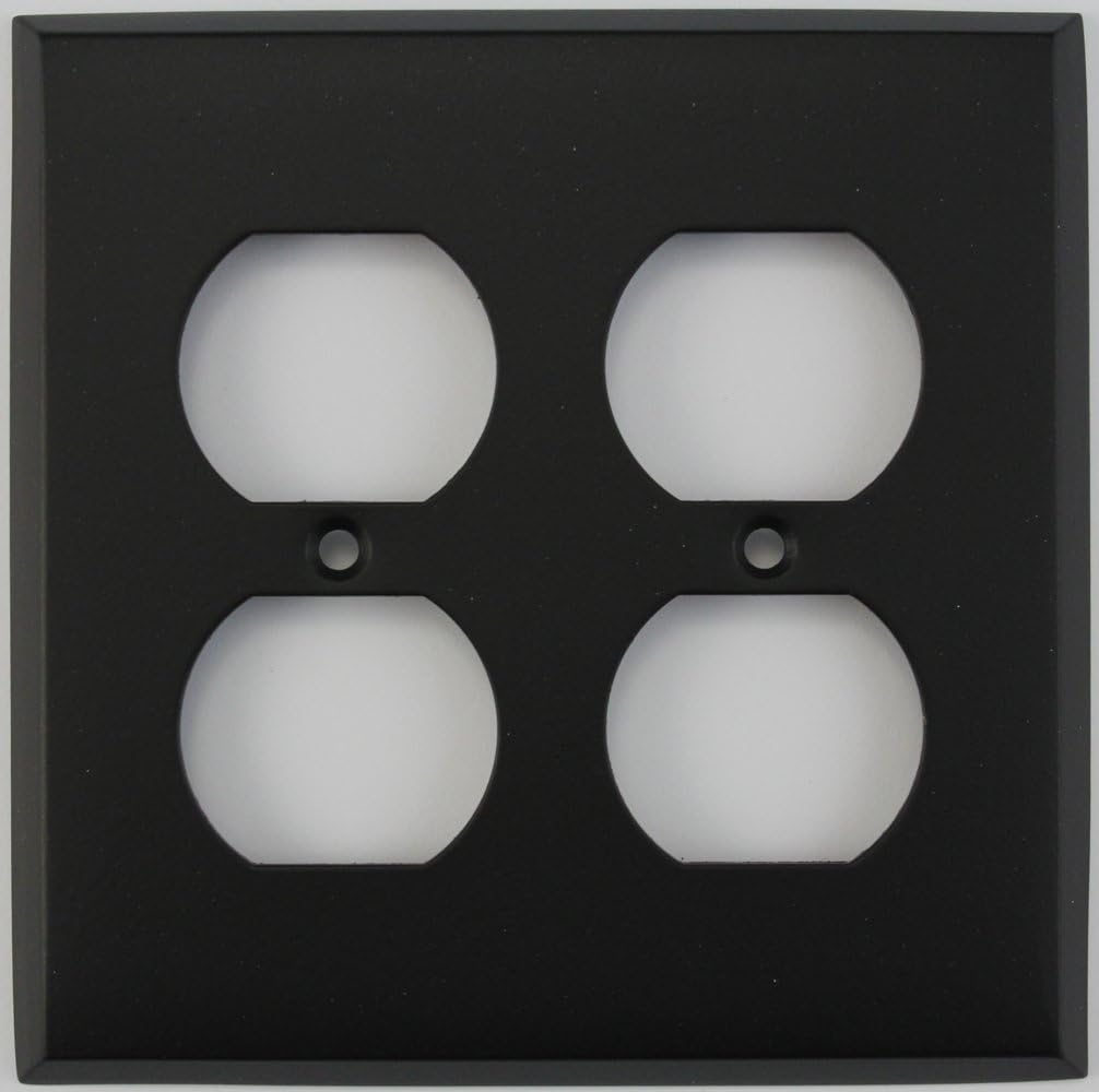 Classic Accents Painted Stamped Steel Switch Plates - (2 Gang Duplex Outlet, Black)