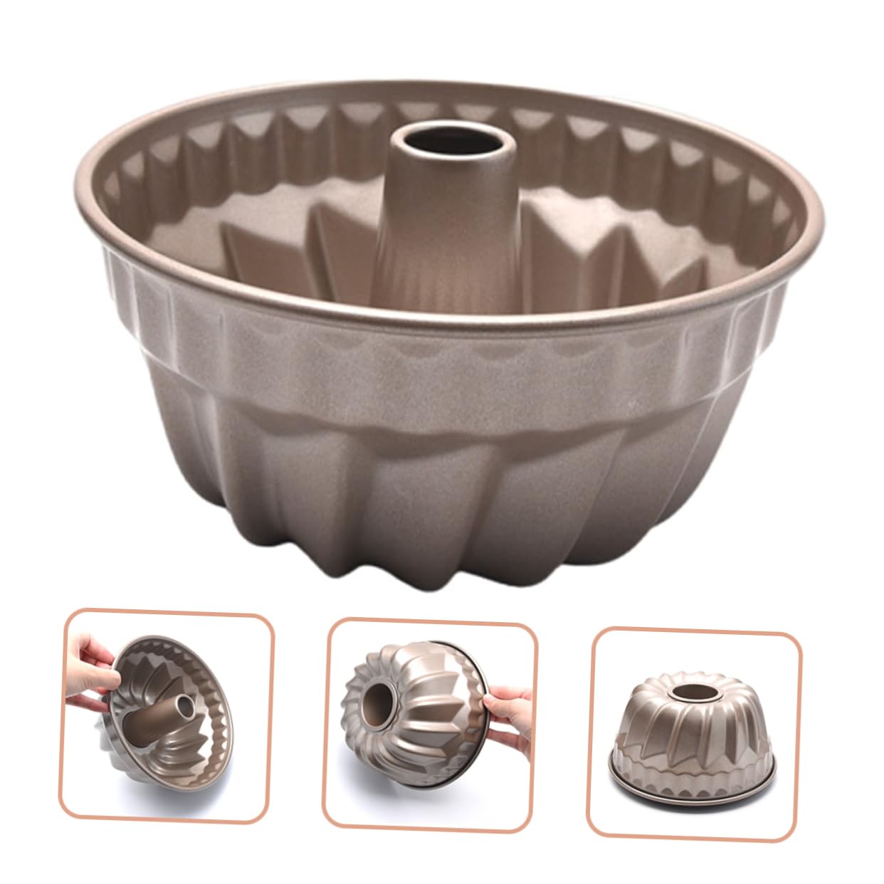 Ciieeo 4 Pièces Moule a Gateau Poêle Étain Air Mousse Doublures Cheesecake Miche De Moules à Bagels Gâteau Boîtes De Conserve Panettone Moules à Beignets Acier Carbone Golden