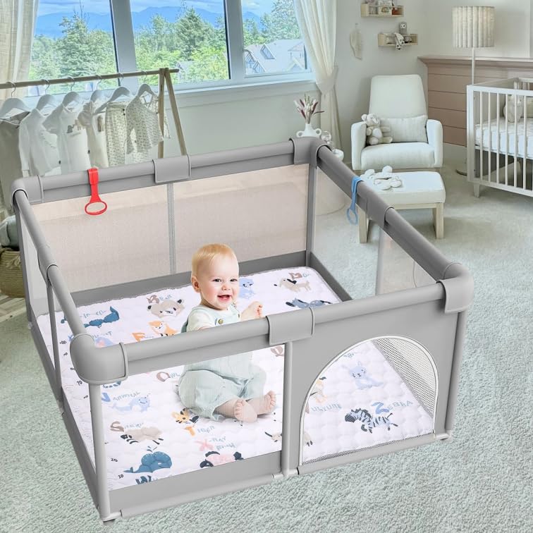 Miniatura 7 de Tapetes de juego para bebé para suelo, 50 x 50 pulgadas, extra gruesos, grandes, suaves, acolchados, tapetes de juego de espuma para bebés, niños