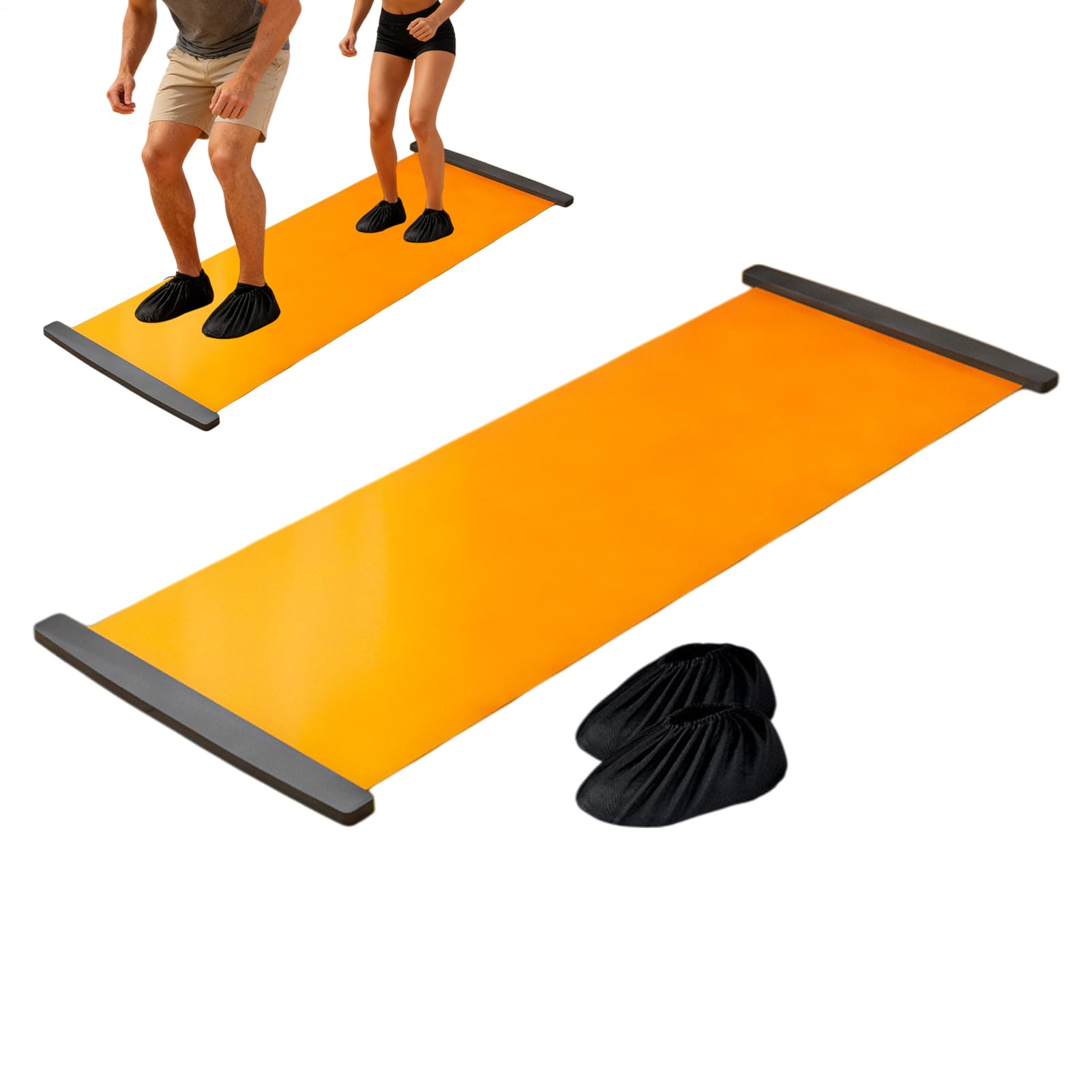 Slide Board with Shoe Cover, Slimming Exercise Guide Slide Mat, 200x50cm Non-Slip Portable Multi-functional Lightweight Exerciser, Ice Hockey Training Equipment for Kids Adult Daily Home Fitness Yoga