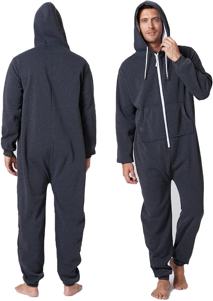 Laahoem Unisex Adult Pajamas Hooded Men Women Jumpsuit Zip Sportwear