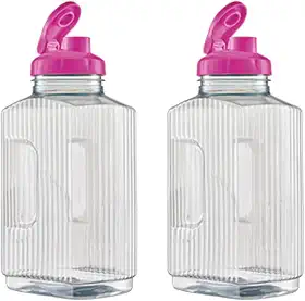 2 Jarra Garrafa De Água Suco Geladeira Tampa Higiênica 1,7l (Rosa)