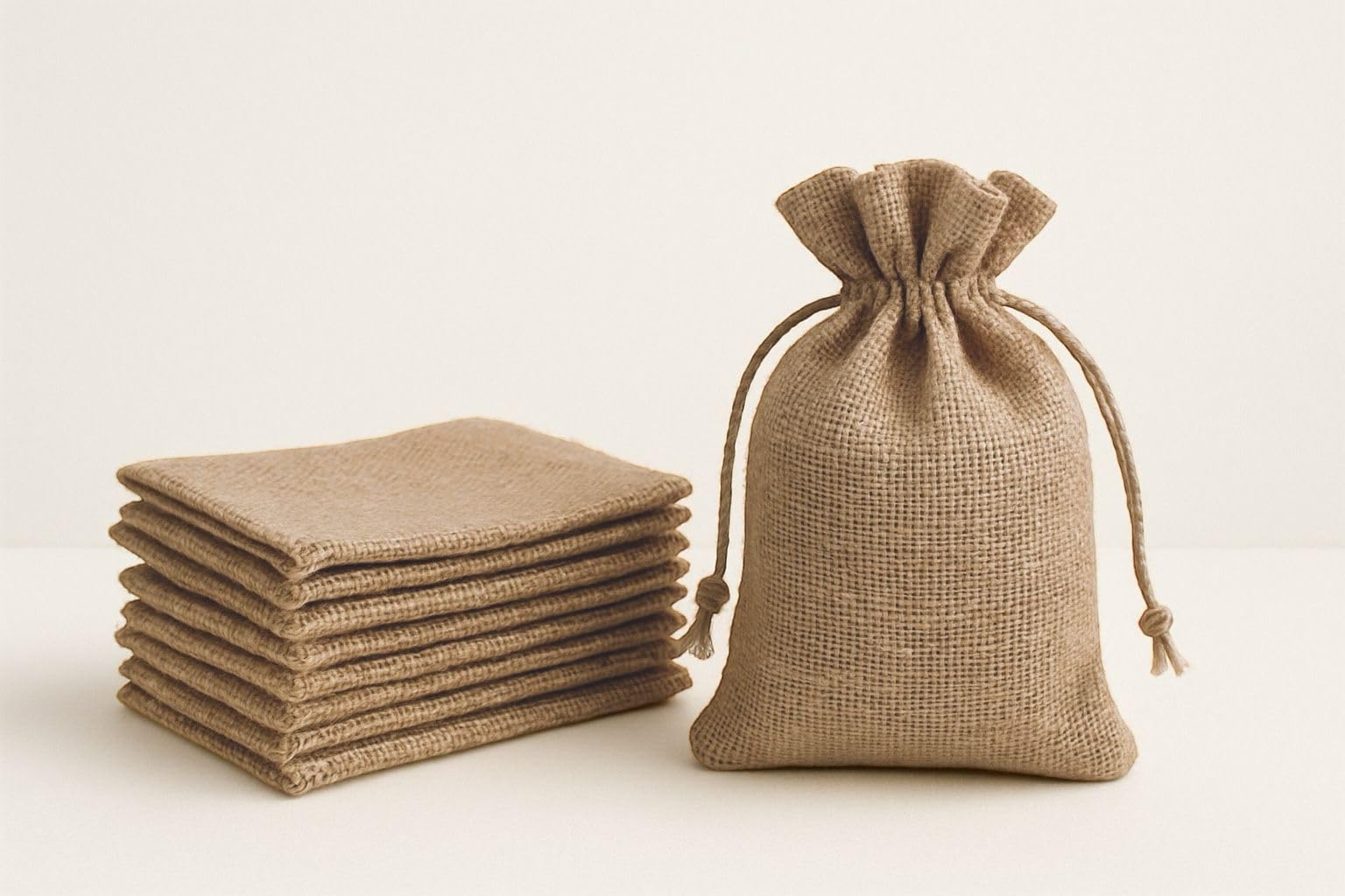 Abhaas Natural Jute Drawstrings Potli Bag for Gifting |15X10CM| for Ladies Wedding, Party Bag Potli Jute for Women Kitty Parties | Reusable Return Gift Purpose, Shagun Pouch, Candy Bags-image-9