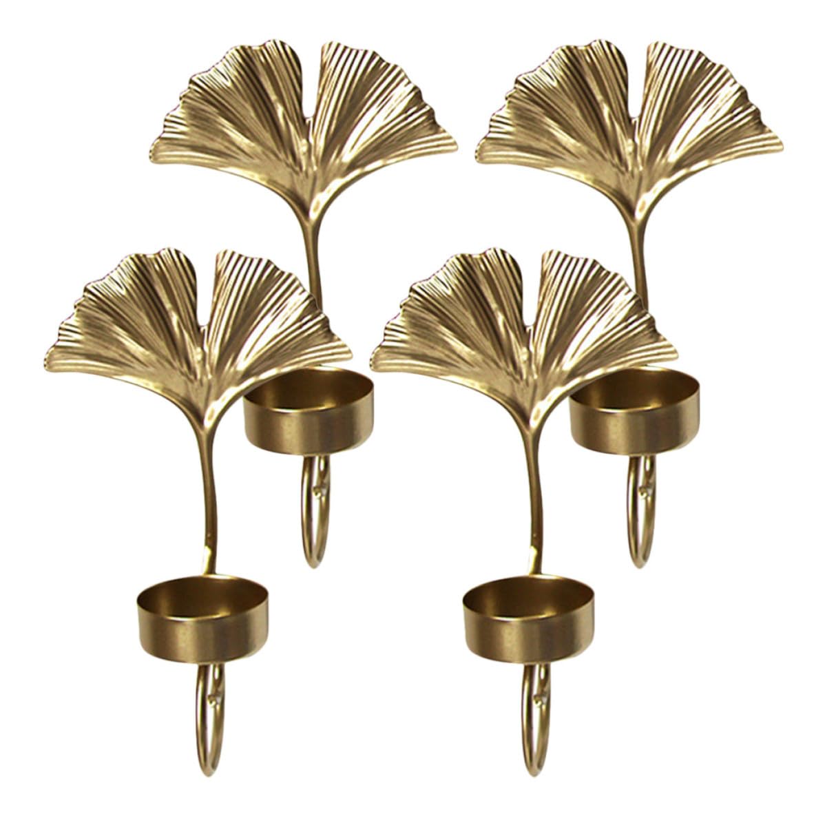 Candelabros de pared dorados de hierro en forma de hoja para iluminar con elegancia retro