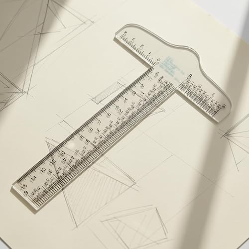 Miniatura 5 de Regla cuadrada en T de acrílico transparente de 6 pulgadas, cuadrado en T de dibujo, herramientas de dibujo, regla en T, regla transparente para