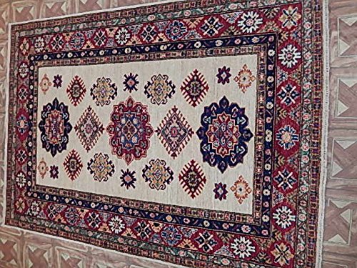 Handmade Area Rug 4' X 6' Super Kazak Hand-Spun Wool Carpet Cheap Rugs Online #TOP1
